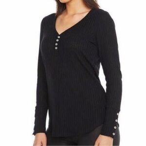 Chaser Thermal Henley V-Neck Waffle Knit Top